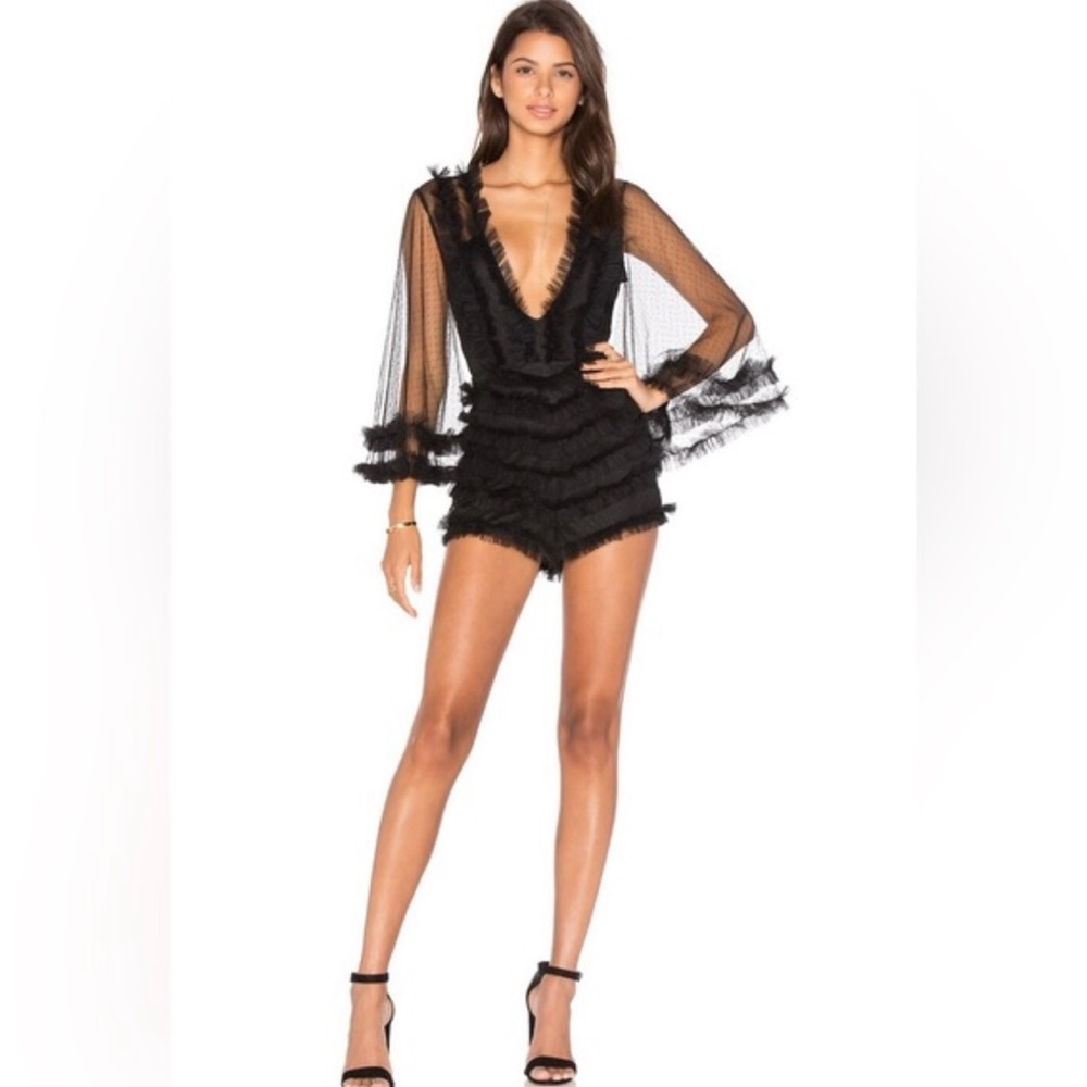 Alice McCall Black Sheer Ruffle Romper